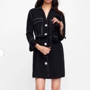 ⚫️⚪️ZARA Basic button down belted blazer dress XS